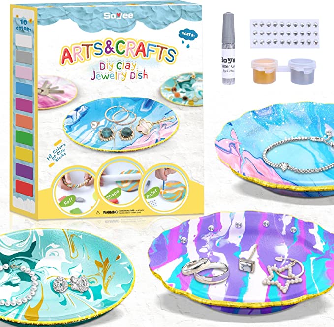 DIY Craft Kits Jewelry Dish Making Arts and Crafts for Girls Ages 8-12 Clay Art Projects Crafts for Kids - Teen Girl Gifts Creative Birthday Gift Ideas
