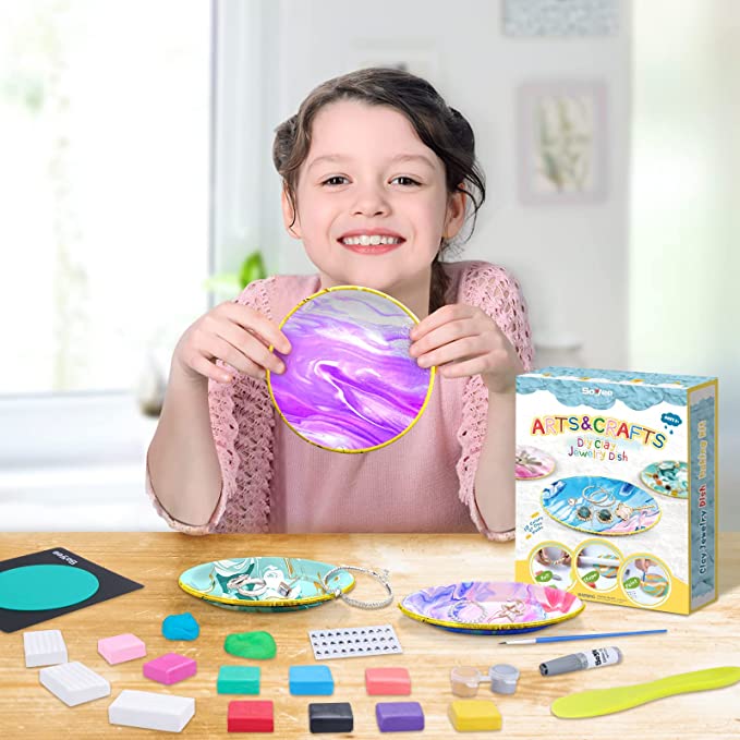 DIY Craft Kits Jewelry Dish Making Arts and Crafts for Girls Ages 8-12 Clay Art Projects Crafts for Kids - Teen Girl Gifts Creative Birthday Gift Ideas