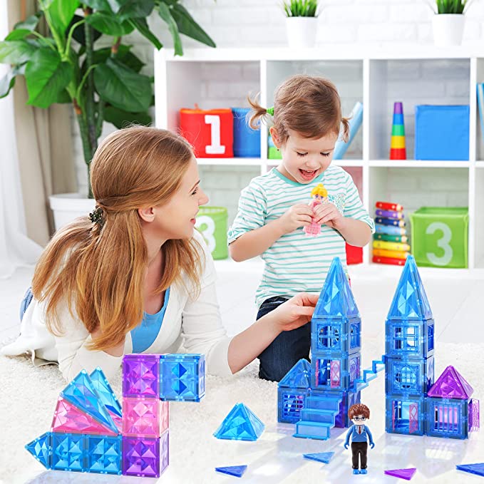 Diamond Magnetic Tiles 102pcs, Magnetic Building Blocks Princess Pretend Play Toys for Kids, Learning Toys for 3+ Year Old Girls & Boys, 3 4 5 6 7 8 Year Old Girl Birthday Gifts