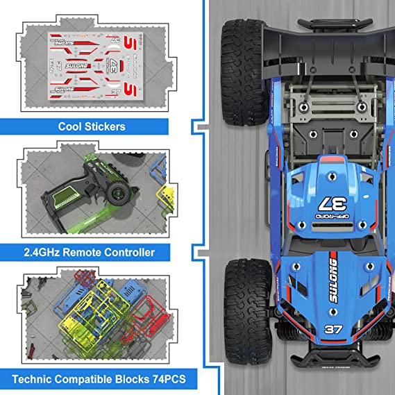 STEM Projects for Kids Ages 8-12 Smart Assembly RC Truck 2.4G Remote Control Car 1:18 Scale Building Toys for Boys & Girls Stem Toys DIY Building Science Experiment Kit for Kids Ages 8-10 and Older