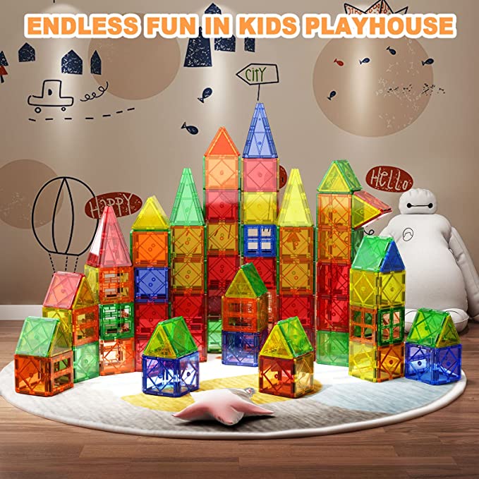 Compatible Magnetic Tiles Building Blocks STEM Toys for 3+ Year Old Boys and Girls Learning by Playing Montessori Toys Toddler Kids Activities Games - 102pcs Advanced Set