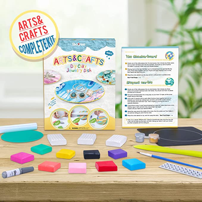 DIY Craft Kits Jewelry Dish Making Arts and Crafts for Girls Ages 8-12 Clay Art Projects Crafts for Kids - Teen Girl Gifts Creative Birthday Gift Ideas