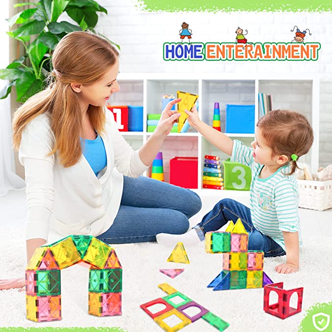 Magnetic Tiles Beginner Set for 3 Year Old Girls & Boys, Learning Toys for Toddlers, Magnetic Blocks for Kids Age 3-5 4-8, STEM Toys Encourage Kids Creativity & Help Kids to Develop Fine Motor Skills