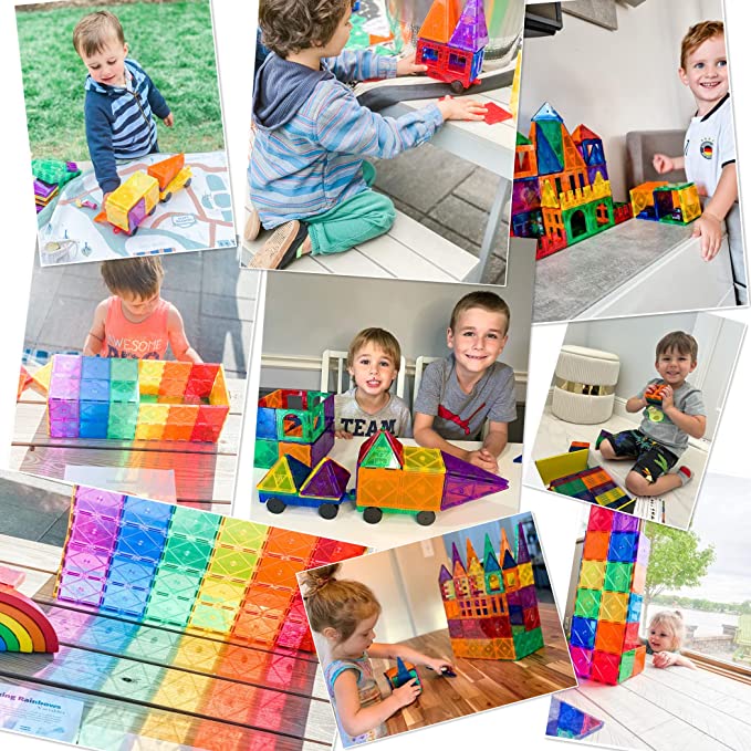 Magnetic Tiles with Cars, Gifts & Toys for 3 Year Old Boys, Educational Toys for Toddlers Kids Age 3-5 4-8, Building Toys Inspire Kids Interest in STEM Learning