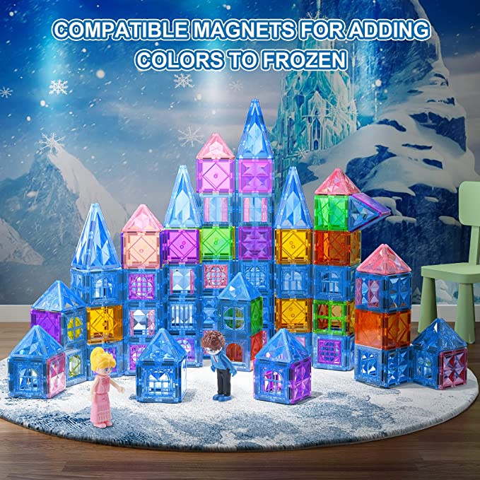 Diamond Magnetic Tiles 102pcs, Magnetic Building Blocks Princess Pretend Play Toys for Kids, Learning Toys for 3+ Year Old Girls & Boys, 3 4 5 6 7 8 Year Old Girl Birthday Gifts