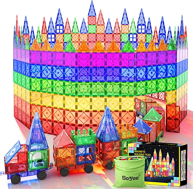 Magnetic Tiles with Cars, Gifts & Toys for 3 Year Old Boys, Educational Toys for Toddlers Kids Age 3-5 4-8, Building Toys Inspire Kids Interest in STEM Learning