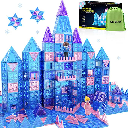 Diamond Magnetic Tiles 102pcs, Magnetic Building Blocks Princess Pretend Play Toys for Kids, Learning Toys for 3+ Year Old Girls & Boys, 3 4 5 6 7 8 Year Old Girl Birthday Gifts